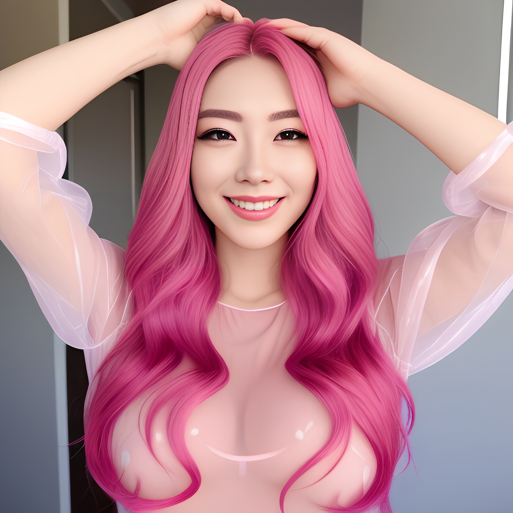 pink hair sexy woma