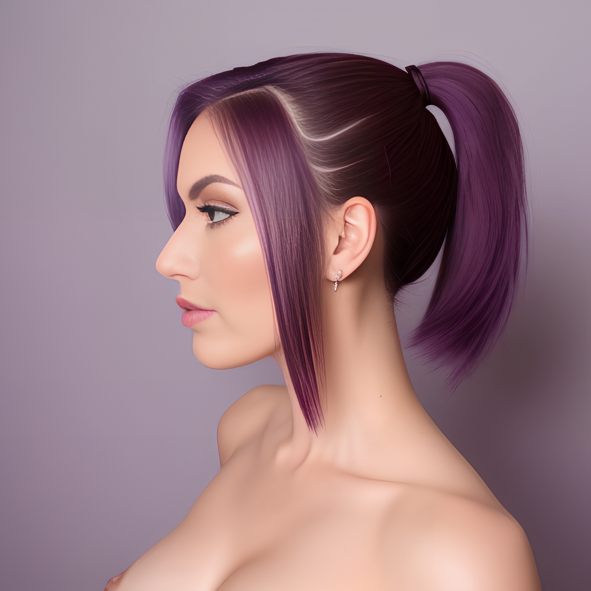 purple hair ponytail bab