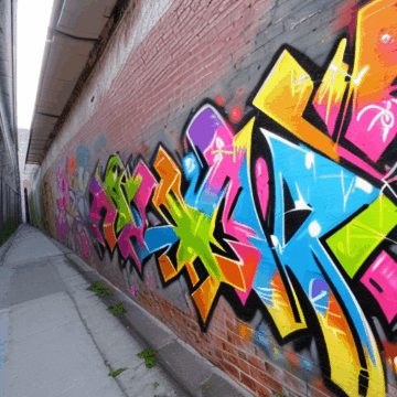 Vibrant Urban Graffiti: Colorful Art on Brick Walls
