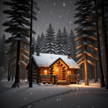 Cozy Cabin in the Woods: A Magical Snowy Night