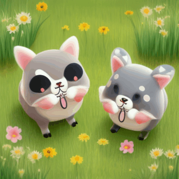 Adorable Cartoon-Style Animals Enjoying a Meadow