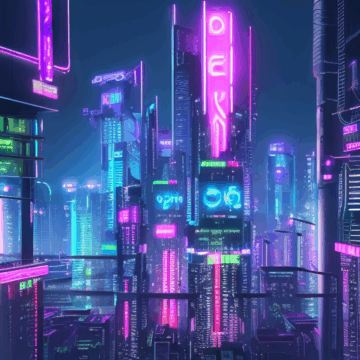 Stunning Cyberpunk Cityscape at Night with Neon Lights