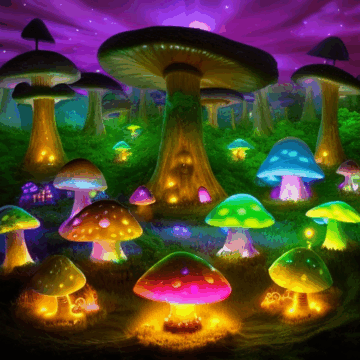 Enchanting Fairy Village in a Giant Mushroom Forest