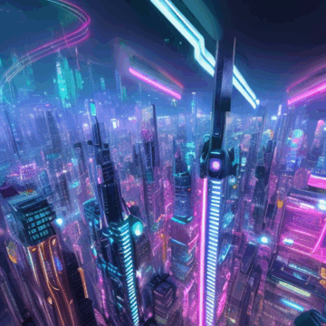 Explore a Futuristic Cityscape at Night with Neon Lights