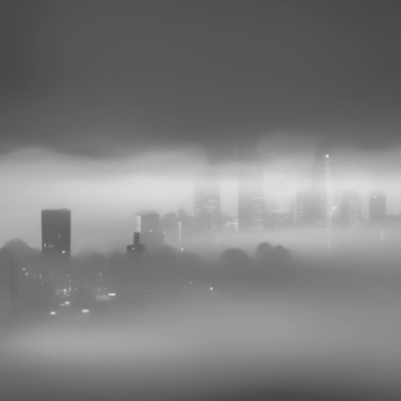 Moody Grayscale City Skyline with Fog: A Visual Journey