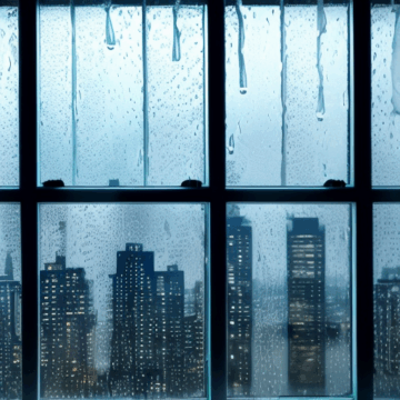 Captivating Rain-Soaked Window Views of City Lights