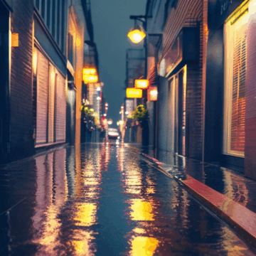 Rainy City Street at Night: Captivating Reflections