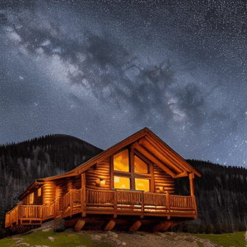 Enchanting Starry Night Sky Above a Mountain Cabin