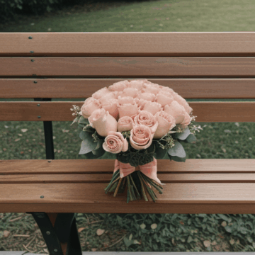 Captivating Rose Bouquets on Rustic Wooden Benches