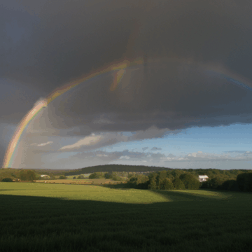 Experience the Magic of a Rainbow over Countryside