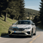 Adrenaline rush captured in a photo of a car driving down a hill.