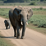 A baby elephant joyfully walking beside its proud mother in the wild.