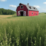 Barn in an open field with a backdrop of rolling hills.
