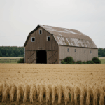 Capturing the charm of rustic barns in a countryside setting.