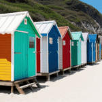 A line of colorful beach huts capturing the essence of beach adventures