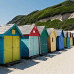 Inspiring view of colorful beach huts against a serene coastal setting