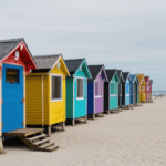 Beach huts showcasing a palette of vibrant colors by the sea