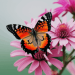 A beautiful butterfly perched on a pink flower, showcasing nature's elegance and vibrant colors.