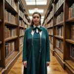 Step into a classic library with towering bookshelves, a perfect sanctuary for book lovers and literary enthusiasts.
