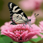 A butterfly-adorned flower, illustrating the intricate and delicate dance of nature.