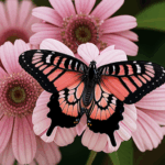 A butterfly on pink petals, highlighting the delicate and colorful interplay of nature's elements.