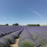Calming fields of lavender stretch beneath a clear blue sky, showcasing natural beauty.