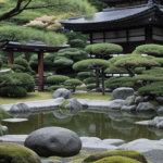 Calming atmosphere of a Japanese zen garden with serene landscape.