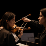 A mesmerizing violin performance, showcasing the violinist's intricate melodies and dynamic stage presence.