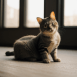 The serenity of a cat stretching in sunlight, a peaceful morning ritual.