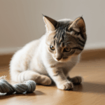 An adorable cat wrapped in yarn, displaying its playful spirit and curiosity.