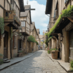 An enchanting alleyway in an old European town, featuring cobblestone streets and historic allure for wanderlust travelers.
