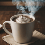 Chocolate sipping delight in a mug of hot cocoa, with marshmallows and a dusting of cocoa powder for added flavor.