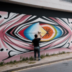 A city wall mural exhibition highlighting the work of a talented urban artist.