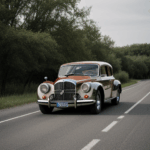 Classic car on a road trip through the countryside, embodying the spirit of adventure and nostalgia associated with vintage vehicles.