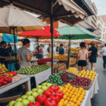 Colorful fruits on display at a vibrant market, showcasing a variety of fresh and exotic options.