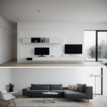 A contemporary room style with a minimalist approach, featuring clean lines and a clutter-free environment.