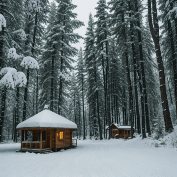 Discover a Cozy Cabin in a Serene Snowy Forest Escape
