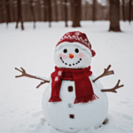A snowman with a red scarf, ready to inspire with its charming winter look and playful design.