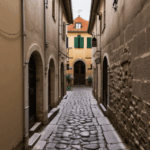 A cultural alleyway in Europe, rich with history and architectural beauty.