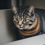 A curious cat gazing intently, showcasing its inquisitive nature in a cozy setting.