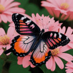 A delicate butterfly and pink flower in perfect harmony, illustrating the serene beauty of nature.