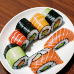 Delicious sushi bites arranged beautifully, highlighting the vibrant colors and fresh flavors.