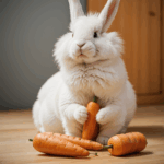 A delightful scene of a fluffy bunny enjoying a carrot, capturing the essence of innocence and joy in the animal kingdom.