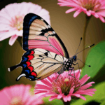 An elegant butterfly gracefully perched on a flower, its wings complementing the vibrant pink petals.