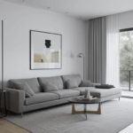 Elegant minimalist decor in a living room with contemporary furnishings.