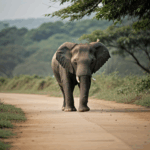 A baby elephant taking its first steps with its caring mother close by.