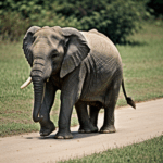 A baby elephant exploring the wild with its protective mother.