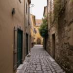 An alley full of charm in a European town, perfect for a cultural journey.