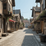 A quaint European alleyway, capturing the essence of historic charm and cultural allure in a serene setting.