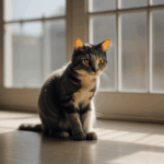 Sunlight and a stretching cat, a perfect picture of morning bliss.
